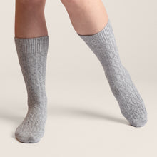 Load image into Gallery viewer, Kabelsokken bio wol en katoen - grijs