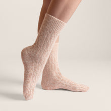 Load image into Gallery viewer, Kabelsokken bio wol en katoen - roze