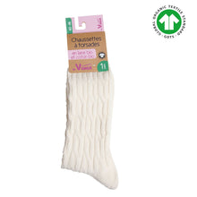 Load image into Gallery viewer, Kabelsokken bio wol en katoen - ecru
