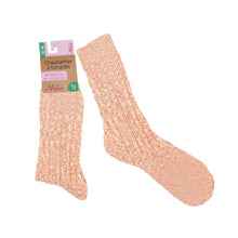 Load image into Gallery viewer, Kabelsokken bio wol en katoen - roze